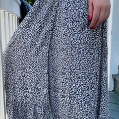 Oysho Maxi Daisy Wrap Skirt In Size Us L ( I’m In Size M And It’s Perfect On Me). New With Tag. Made From 100 % Viscose. Waist Has Button Inside And Ribbon Outside For Wrapping. It’s 39 Inch Long. Very Light And Soft. Will Make Perfect Summer Outfit. From Pets And Smoke Free Home. All Sales Are Final And Please Do Not Hesitate To Ask Questions Prior Purchase Summer Maxi Skirt With Elastic Waistband For Day Out, Midi-length Ruffled Skirt For Day Out, Midi Length Ruffled Skirt For Day Out, Flowy Midi Length Bottoms For Day Out, Flowy Summer Midi-length Bottoms, Blue Flowy Floral Print Bottoms, Flowy Rayon Midi Skirt, Flowy Midi Skirt Bottoms For Vacation, Relaxed Rayon Skirt For Vacation