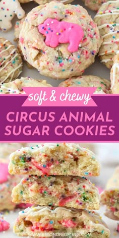 soft and chewy circus animal sugar cookies with sprinkles