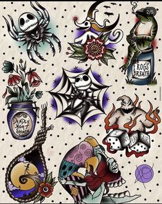 an assortment of tattoos on a sheet of paper