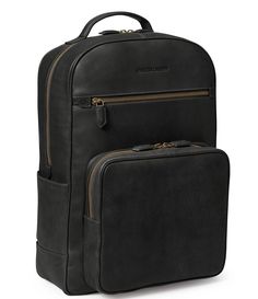 From Johnston & Murphy&#x2C; the Rhodes backpack features:Smooth&#x2C; full-grain steer leatherCotton twill lining in signature J&M custom plaidMain compartment with padded laptop sleeve&#x2C; one large open pocket&#x2C; one zip pocket&#x2C; and two smaller open pocketsFront-zip compartment/organizer panel with pockets for phone/pensSecondary front full-length zip pocketTwo side pockets with stretch gores easily accommodate a variety Mens Backpack Work, Best Travel Backpack, Laptop Backpack Mens, Leather Dopp Kit, Compartment Organizer, Leather Backpack For Men, Backpack Outfit, Mens Backpack Travel, Black Leather Backpack