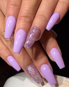 Accent Nail Designs, Glitter Accent Nails, Nails Purple, Purple Nail Designs, Easy Nails