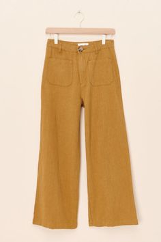 Nuuly | Pants Spring Brown Bottoms With Pockets, Chic Linen Cargo Pants, Brown Straight Cargo Pants For Summer, Chic High-waist Bottoms With Patch Pockets, Linen Bottoms With Elastic Waistband For Fall, Chic Linen Cargo Pants For Spring, Fall Linen Bottoms With Elastic Waistband, Brown Summer Pants With Pockets, Fall Workwear Capris With Pockets