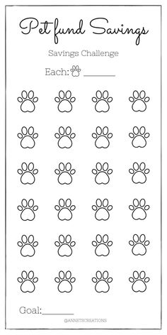 the paw printable worksheet for pet and savings saving challenges, each g