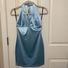 - New With Tags - Fits An Xs Or S Blue Mini Dress For Going Out In Spring, Blue Mini Dress For Summer Homecoming, Blue Spring Dress For Going Out, Spring Going-out Blue Dress, Chic Blue Mini Dress For Homecoming, White Bachelorette Dress, Red Sequin Mini Dress, Pink Tunic Dress, Pink Skater Dress