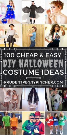 halloween costumes for kids with text overlay that reads, 100 cheap and easy diy halloween costume ideas