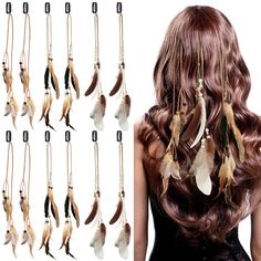 PRICES MAY VARY. Suitable Size: the length of tassels is about 25 cm/ 9.8 inches and the feather is about 8 cm/ 3.2 inches to 15 cm/ 5.9 inches, there is a small comb clip on top of each hair clip, which is convenient for you to fix them on your hair Easy to Use: the boho hair accessories are sweet and stylish, you can wear them as a bohemian girl at Christmas parades and parties, it is very easy to use and does not require other tools, providing you with a nice using experience Various Colors: Feather For Hair, Diy Feather Hair Clip, Adjustable Feather Hair Accessories For Spring, Adjustable Bohemian Headpieces With Feathers, Adjustable Feather Hair Accessories, Boho Feather Hair Clips, Braids Tutorial Easy, Feather Braid, Boho Hair Wrap