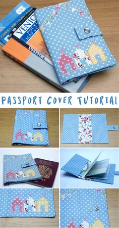 the instructions for how to make a passport cover with polka dots and elephants on it