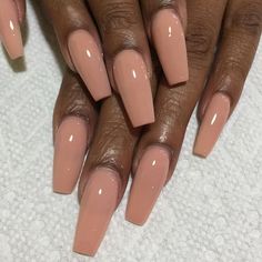 Peach Nails On Dark Skin, Peach Neutral Nails, Peach Nails Black Women, Brown And Pink Ombre Nails, Solid Fall Nail Colors, American Gel Nails, Nude Tone Nails, Cream Nails Acrylic, Nude Peach Nails