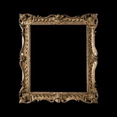 an ornate gold frame on a black background