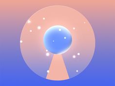 an image of a blue ball in the air with bubbles coming out of it's center