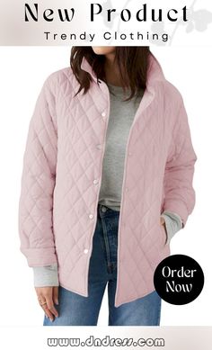 Women's Warm Lightweight Stand-collar Quilted Puffer Jacket Spring Fashion Casual, Quilted Puffer Jacket, Oversized Coat, Down Coat, Short Jacket, Sleeves Pattern, Coat Fashion, Ladies Tops Fashion, Quilted Jacket