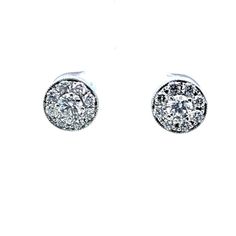 14k White Gold Neil Lane Diamond Cluster Stud Earrings Good Preowned Condition (2) 0.19ct Round Diamonds (16) 0.03ct Round Diamonds Total Carat Weight: 0.94ctw Diamond White Round Cluster Earrings With Lab Grown Diamond, Luxury Round Cut Lab Grown Diamond Cluster Earrings, Round Diamond Cluster Earrings Hallmarked, White Round Diamond Cut Cluster Earrings, Diamond White Lab Grown Diamond Cluster Earrings, Round Cut, Neil Lane, Diamond Cluster, Round Diamonds, Color White