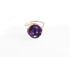 "[Ring] Lyra (purple version) [Metal Purity] 14 Karat solid yellow gold [Gemstone] Amethyst [Gem Type] Natural; non-treated / enhance [Dimension] H10mm x W20mm [Ring Size] Please select your size in \"Ring Size\" option. All sizes available. You can also select other karat gold color too. \"Perfection is achieved not when there is nothing more to add, but when there is nothing left to take away\". \"Lyra\", the ring of sheer elegance, it harmonize your formal outfits and great for a causal look. Elegant Purple Ruby Ring Round Shape, Elegant Yellow Gold Amethyst Crystal Ring, Elegant Purple Ruby Ring Round Cut, Elegant Yellow Gold Crystal Amethyst Ring, Yellow Gold Amethyst Crystal Ring For Anniversary, Amethyst Crystal Ring In Yellow Gold For Anniversary, Elegant Round Amethyst Birthstone Ring, Elegant Amethyst Birthstone Ring, Elegant Gold Amethyst Birthstone Ring