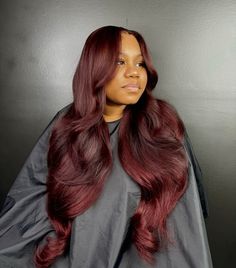 Braided Hairstyles For Black Women Cornrows, 13x4 Lace Front Wig, Red Hair Inspo, Chocolate Hair, Dyed Hair Inspiration, Burgundy Hair, Dark Burgundy, Long Wavy Hair, Hair Life