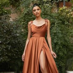 Cinderella | Dresses | New Long Aline Off The Shoulder Sleeveless Satin Gown With Zipper Back Cd Bd4 | Poshmark Bridesmaid Satin Dresses, Copper Bridesmaid Dresses, Rust Orange Dress, Rust Bridesmaid Dress, Long Mermaid Dress, Satin Halter Dress, Bridesmaid Satin, Blue Dress Formal, Cinderella Dresses