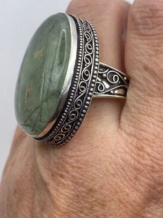 Vintage green moss agate Ornate German Silver Vintage ring, does not tarnish NOT 925 Size 9 can be re sized, my jeweler charges a $20 fee All rings are shipped free in the US in a nice gift box. Check out our over a THOUSAND great reviews Engraving is $4 per letter and is not always perfect depending on the piece. It can take a few days if the jeweler is busy. This is payable to Paypal Judithsltd@gmail.com Cocktail Vintage, Green Moss Agate, Citrine Earrings, German Silver, Vintage Ring, Moss Agate, Cocktail Ring, Gmail Com, Gold Details