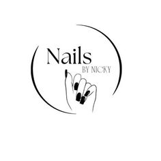 the logo for nails by nicky, which is designed to look like two hands with black