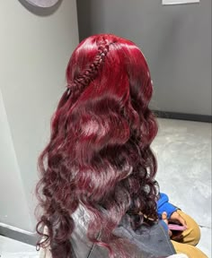 Burgundy Quickweave, Sew In With Wand Curls, Red Sew In, 99j Wig, Curls Black Women, Lace Front Wigs With Bangs, Red Curls, Frontal Wig Hairstyles, Hair Color Streaks