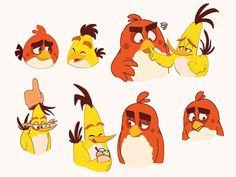 the angry birds are all different expressions