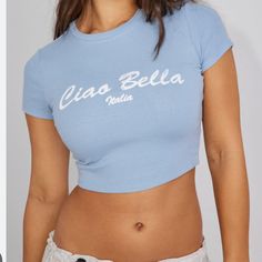 New Without Tag (Never Worn) Blue Crop Top, Garage Tops, Ciao Bella, Blue Crop Tops, Baby Blue, Color Blue, Garage, Crop Top, Womens Tops