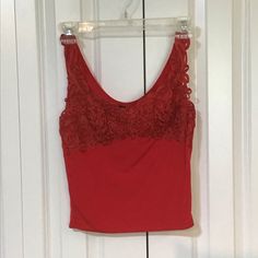 Nwt.This Beautiful, Red Camisole Would Be Lovely Under A Jacket Or However, You Choose To Wear It. It Is Marked As A Medium, But Definitely Could Be Worn As A Small. 95% Polyester And 5% Lycra. Machine Washable. See Pictures For Measurements. From A Smoke Free And Pet Free Home. Nursing Camisole, Spaghetti Strap Shirt, Red Camisole, Layering Cami, Brown Corset, Free People Adella, Black Lace Crop Top, Cropped Camisole, Cami Nyc