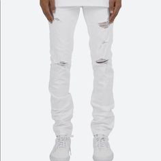 New With Tags Size 28 Urban Style White Fitted Bottoms, Casual White Jeans For Streetwear, Urban White Bottoms With Five Pockets, Urban White Jeans With Five Pockets, White Jeans For Fall Streetwear, White Distressed Jeans For Fall, Urban White Jeans For Spring, White Urban Jeans For Spring, Urban White Jeans For Fall