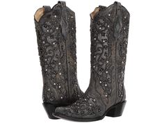 Corral Boots A3672 | Zappos.com Western Snip Toe Boots With Rhinestones, Western Boots With Rhinestones And Snip Toe, Western Style Snip Toe Boots With Rhinestones, Western Embellished Snip Toe Boots, Western Leather Embellished Boots, Western Style Embellished Leather Boots, Sparkly Cowgirl Boots, 2026 Wedding, Cowgirl Boots Wedding