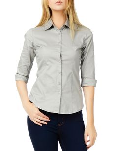 LE3NO Womens 3/4-Sleeve Easy Care Shirt Casual Shirts Women, Audrey Parker, Womens Button Down Shirt, Womens Work Shirt, Casual Blouse Women, Sharon Carter, Pendant Sets, Casual Shirt Women, Women's Button Down Shirt