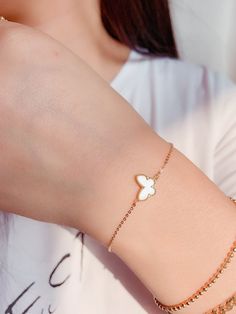 14k Solid Gold Mother of Pearl White Butterfly Bracelet, Butterfly Charm Bracelet for Women, Petite Stackable Bracelet, Minimalist Bracelet - Etsy White 14k Gold Bangle Jewelry, Minimalist White Bangle Chain Bracelet, Delicate White Gold Plated Bracelets, Dainty Gold Jewelry With Bracelet Strap, Delicate Rose Gold Plated Bracelets, Dainty White Bangle Charm Bracelet, White Dainty Bracelet With Delicate Chain, White Jewelry Bracelet Strap As Gift, White Bracelet Strap Jewelry As Gift