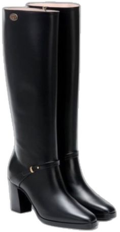 Black Leather Boots With Horsebit Detail, Elegant Boots With Horsebit Detail For Work, Black Boots With Horsebit Detail And Round Toe, Elegant Leather Boots With Horsebit Detail, Designer Formal Boots With Horsebit Detail, Chic Formal Boots With Horsebit Detail, Designer Boots With Horsebit Detail For Formal Occasions, Gucci Boots For Workwear, Calf Leather Boots With Horsebit Detail