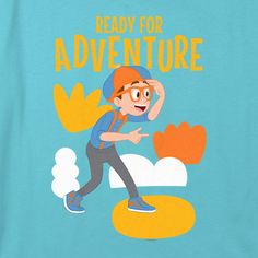 Let your curiosity run wild with Blippi! Join Blippi and his friends as they explore real-life places and learn through play with adorable new officially licensed apparel for the whole family from Blippi! This Girls' Blippi Ready for Adventure Cropped T-Shirt reads "Ready for Adventure" in yellow letters above an animated version of Blippi in his iconic orange and blue outfit. Get your Blippi gear today and get in all the fun! Guest Services, Blue Outfit, Learning Through Play, Crop Tshirt, Girls Shopping, Real Life, Crop Tops, Reading, Blue