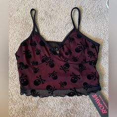 Shien/Romwe Grunge Punk Contrast Skull Mesh Cami Top Nwt Size M Never Worn Brought It Off Shien, But It’s “Romwe” Brand Scene Tops, Thrifting Clothes, Pirate Core, Romwe Outfit, Punk Tops, Witchy Outfits, Alt Fits, Aquarius Aesthetic, Emo Clothes