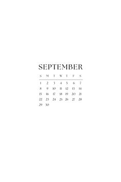 an image of a calendar with the word september on it in black and white font