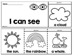 i can see the sun, the rainbow, a whale and clouds worksheet