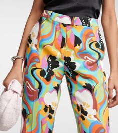 Printed Straight Pants in Multicoloured - Etro | Mytheresa Chic Abstract Print Pants For Spring, Trendy Multicolor Straight Leg Pants, Multicolor Abstract Print Wide Leg Bottoms, Multicolor Wide Leg Bottoms With Abstract Print, Spring Vibrant Print Wide-leg Pants, Spring Wide-leg Pants With Vibrant Print, Multicolor Bold Print Wide Leg Pants, Multicolor Wide-leg Pants With Bold Print, Spring Multicolor Abstract Print Bottoms