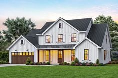 this is an artist's rendering of the farmhouse style house plans for your home