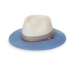 Classic front pinch women's fedora for small heads. Shallow crown hat gives a sophisticated feminine look. Two-tone safari hat with contrast color flat 3" wide brim. Faux leather band with metal buckle. Internal drawstring to adjust fit. UPF 50+ ultraviolet protection. One size,small, 55 cm. Packable, soft taco fold. Fold up brim then fold in half. 100% polypropylene. Hats For Small Heads, Stylish Womens Hats, Packable Sun Hat, Womens Fedora, Raffia Hat, Safari Hat, Nashville Outfits, Crown Hat, Wide Brim Sun Hat