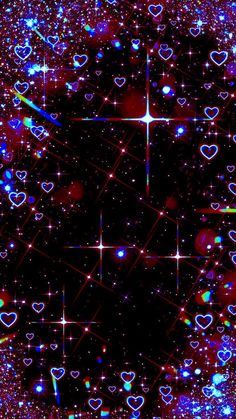 an abstract background with hearts and stars in the center, as if it were from space