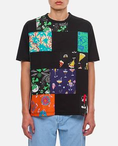 Crewneck. Short sleeve. Patch all over. Color: black. Composition: 100% Cotton All Over Color, Black Backdrops, Printed T Shirts, Junya Watanabe, Patchwork Designs, Engineered Garments, Modern Fabric, Black Print, The List