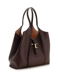 100,00% CALFSKIN | Tod's Women's t Timeless Medium Tote in Brown | FW23/24 Tods Bag Outfit, Classic Tote Shoulder Bag, Timeless Bags Classy, Timeless Tote Bag, Shoulder Bag Outfit, Tods Bag, Luxury Tote Bags, Luxury Leather Bag, Classic Tote Bag