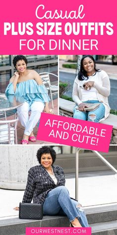 Looking for casual and classy plus size dinner outfits? Here are some cute and affordable ideas to try for summer and the whole year round. They're perfect for a girl's night out or date night. The best plus size fashion for women, 2022! Plus Size Dinner Outfit Casual, Classy Plus Size, Outfits For Dinner, Casual Plus Size Outfits, Comfy Skirt