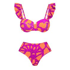 Description:Summer heats up with our Sexy Printed Bikini Set. exuding a vibrant tropical vibe that perfectly captures the essence of the season. Against a bright orange undertone. the hot pink rope print adds an electrifying touch to this ensemble. The push-up sweetheart neck swim top boasts underwire molded cups for both enhanced support and comfort. Playful flouncy shoulder straps enhance the fun factor. while the clasp closure at the back guarantees a secure fit. The high-waisted bikini bottom. offering moderate back coverage. strikes a seamless balance between boldness and chic style. Elevate your beach appearance with this statement-making set that truly embodies the spirit of alluring summer days. Size (in) Bust Waist Hip S 32-34 24-26 34-36 M 34-36 26-28 36-38 L 36-38 28-30 38-40 Hot Pink Swimsuit, Vintage Swimsuit, Vintage Swimwear, Coverup Skirt, Corset Mini Dress, Beach Skirt, Pink Swimsuit, Print Swimsuit, Womens Bathing Suits