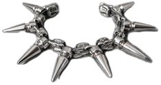 Silver Punk Bracelets With Spikes, Rock Style Metal Jewelry For Streetwear, Gothic Metal Bracelets With Spikes, Rock Style Metal Bracelets With Studs, Rock Style Metal Bracelet With Spikes, Silver Rocker Jewelry With Studs, Edgy Metal Spike Bracelets, Edgy Spiked Metal Bracelets, Edgy Metal Bracelets With Spikes