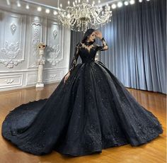 Princess Black Wedding Dresses, Black Ball Gowns Elegant, Unique Wedding Gowns Black, Black Ball Gown Plus Size, Long Black Wedding Dress, Ethereal Black Wedding Dress, Black Princess Wedding Dress, Romantic Gothic Wedding Dress, Black Short Wedding Dress