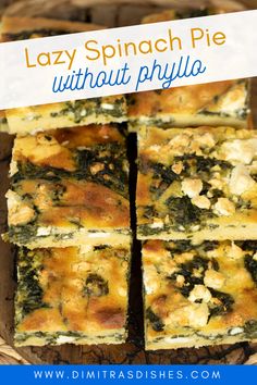 spinach pie without frying in a basket with text overlay that reads lazy spinach pie without frying