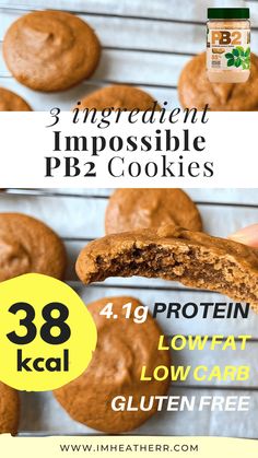 three ingredient impossible cookie recipe for low carb gluten free cookies with text overlay