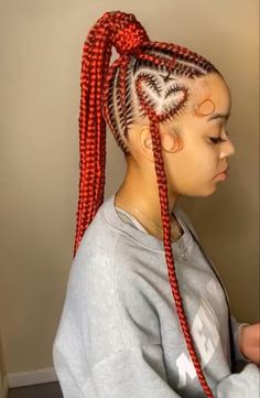 Braided Ponytail Hairstyles Heart, Feedin Braids With Heart, Feed In Ponytail With Heart, Feedin Ponytail Braids With Heart, Cornrow Ponytail With Heart, Cornrows Heart Design, Freestyle Feed In Braids With Heart, Valentines Hairstyles