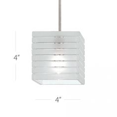 a white square light fixture with measurements for the length and width, including four lights