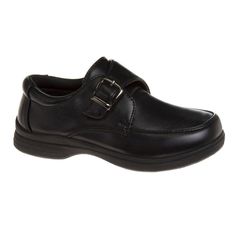 French Toast Toddler Boys' Faux Leather Construction School Shoes. Their easy and elegant buckle closure makes sure your child has an easy time getting these shoes on and off while maintaining a stylish look. This fantastic style will make sure your little boy looks the part every day! Go to school in style with this comfortable and durable pair of shoes. This versatile design it's also suitable to other events like weddings, church and family events. School Uniform Shoes, Boys School Shoes, All Black Shoes, Girls Dress Shoes, Boot Shoes, Feel Safe, Family Events, School Shoes, Leather Buckle