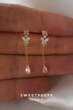 Cute Things Coming Jewelry, Sweetpeeps Jewelry, Dreamy Jewelry, Butterfly Chain, Pink Stud Earrings, Fancy Jewellery